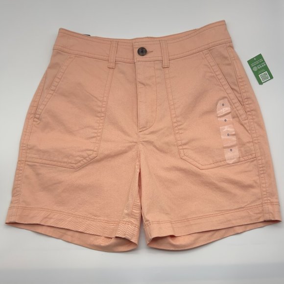 GAP Girlfriend Khaki Shorts size 0 Stretch High Rise Color Peach Martini NWT - Picture 1 of 10